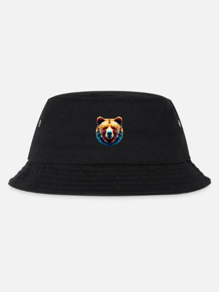 Polygonaler Bär - Kinder Bucket Hat - Schwarz