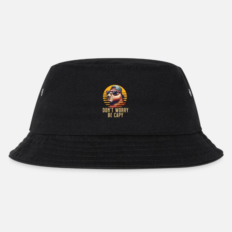 Capybara - Kinder Bucket Hat - Schwarz