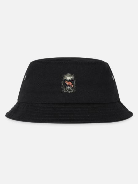 Dunkles Cottagecore: Fuchs im Verzauberten Wald - Kinder Bucket Hat - Schwarz