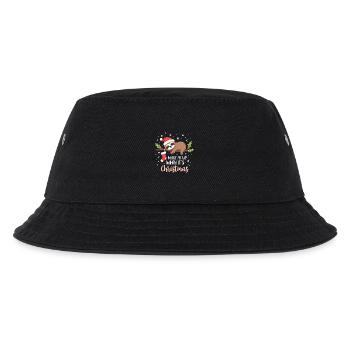 Weck mich auf wenn Weihnachten ist Süßes Faultier - Kinder Bucket Hat - Schwarz - Vorne