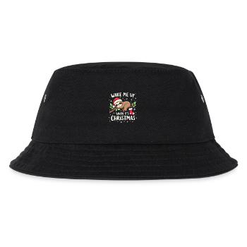 Weck mich auf wenn Weihnachten ist Süßes Faultier - Kinder Bucket Hat - Schwarz - Vorne