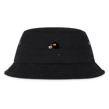 Katze mit einer Gabel und einer Dose Fisch - Kinder Bucket Hat - Schwarz - Vorne