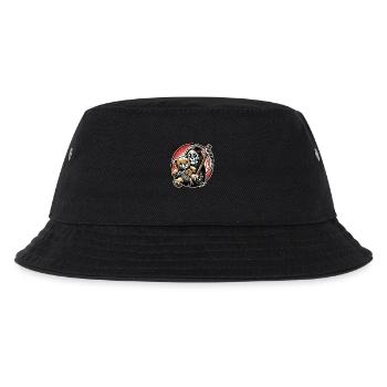 Crying Grim Reaper cuddling a stuffed animal - Kids’ Bucket Hat - black - Front