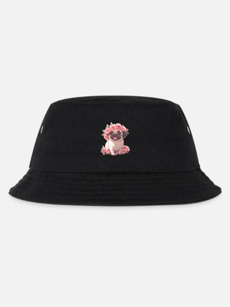 Mops - Kinder Bucket Hat - Schwarz