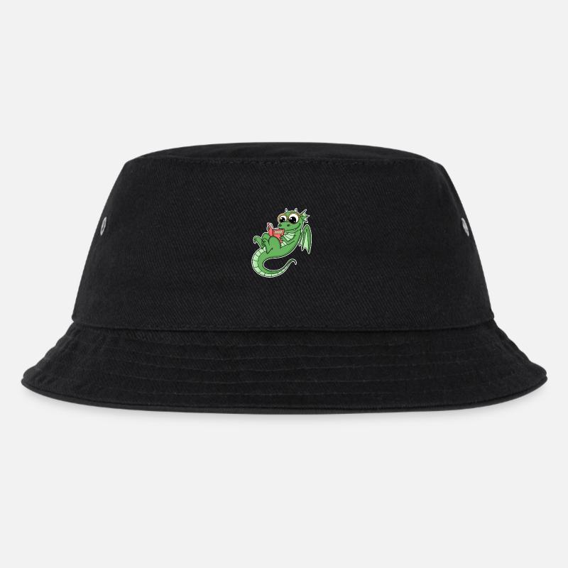 Drache Bücher Buch Lesen - Kinder Bucket Hat - Schwarz