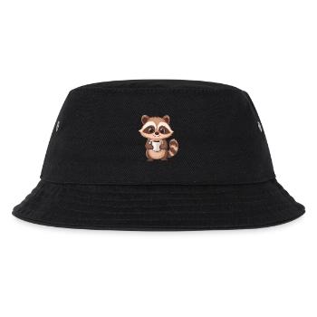 Mignon raton laveur tenant une tasse à café - Design adorable - Bob Enfant - noir - Devant