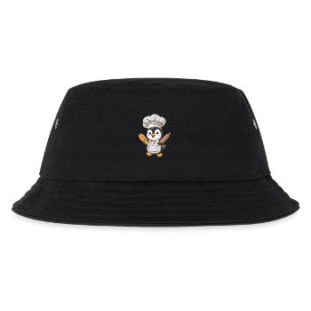 Niedlicher Pinguin Bäcker Mit Brot Und Nudelholz - Kinder Bucket Hat - Schwarz - Vorne