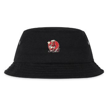 The chef is a funny bratwurst with a pan - Kids’ Bucket Hat - black - Front