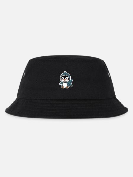 Niedlicher Pinguin Im Hai-Kostüm - Kinder Bucket Hat - Schwarz