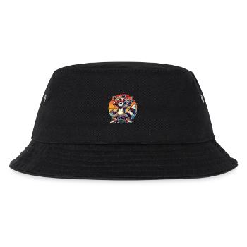 Waschbär Rockmusik Retro Musiker Cool Musik Lustig - Kinder Bucket Hat - Schwarz - Vorne