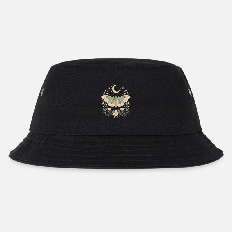Whimsical Moth Illustration - Kids’ Bucket Hat - black