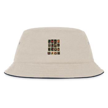 Dekorative ausgefallene Briefmarken - Kinder Bucket Hat - Natur/Navy - Vorne