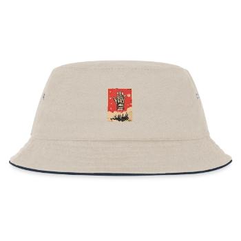 Die Hand im Propaganda Stil - Kinder Bucket Hat - Natur/Navy - Vorne