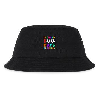 I Scored 100 Days of School - Soccer Design - Kinder Bucket Hat - Schwarz - Vorne