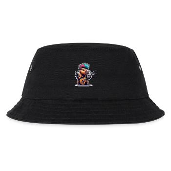 Capybara Rock and Roll Gitarrist - Kinder Bucket Hat - Schwarz - Vorne