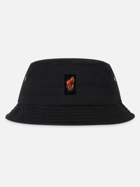 Phönixschädel in Flammen und Rosen - Kinder Bucket Hat - Schwarz