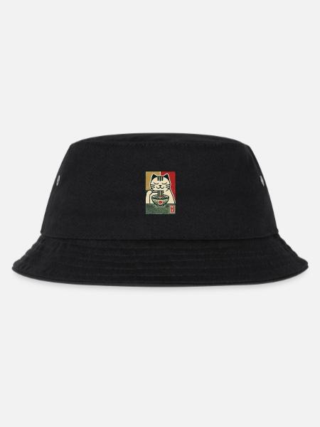 Ramen Nudeln Katzenliebhaber Retro Kawaii Katzen - Kinder Bucket Hat - Schwarz