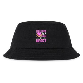 Pflege ist eine Herzensangelegenheit - Kinder Bucket Hat - Schwarz - Vorne