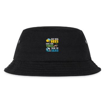Helfen Sie mehr Bienen, pflanzen Sie mehr Bäume, reinigen Sie die Meere - Kinder Bucket Hat - Schwarz - Vorne