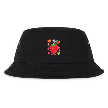 Erdbeere Erdbeer Kinder Kind Sommerzeit - Kinder Bucket Hat - Schwarz - Vorne