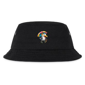 Playful Seagull Character with Umbrella - Kids’ Bucket Hat - black - Front