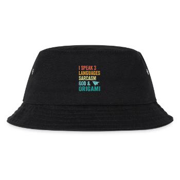 Origami japanische Papierfaltkunst - Kinder Bucket Hat - Schwarz - Vorne