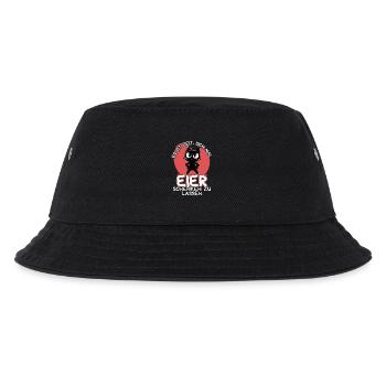 Zeit für Eier – Katze mit Haltung und Ansage - Kinder Bucket Hat - Schwarz - Vorne