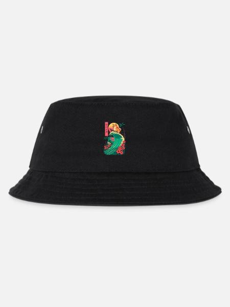 Shiba Inu Dog Animal Japanese Surfing Flower - Kids’ Bucket Hat - black