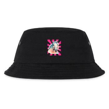 Pferd Pferde Pony Reiterin Retro - Kinder Bucket Hat - Schwarz - Vorne