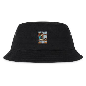 Coder My Code Runs Therefore I Am Web Developer - Kinder Bucket Hat - Schwarz - Vorne