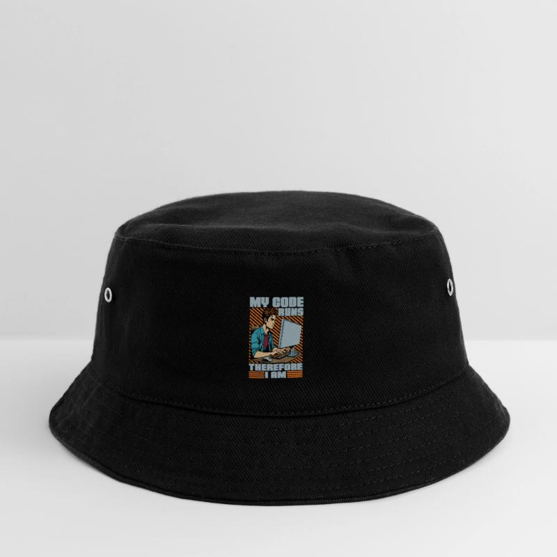 Coder My Code Runs Therefore I Am Web Developer Kinder Bucket Hat