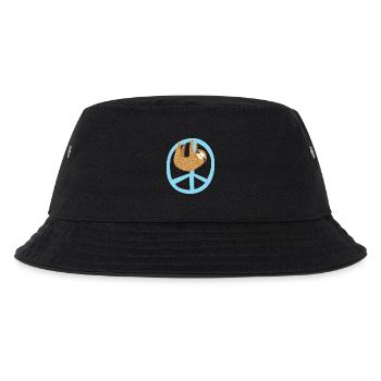 Faultier Peacezeichen - Kinder Bucket Hat - Schwarz - Vorne