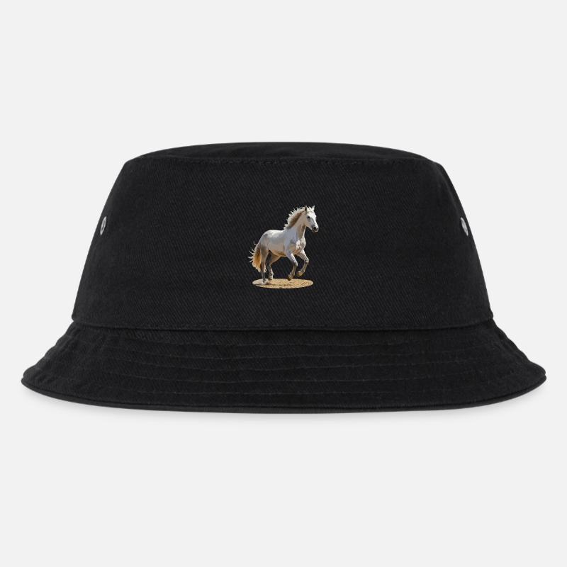 Camargue-Pferd - Kinder Bucket Hat - Schwarz