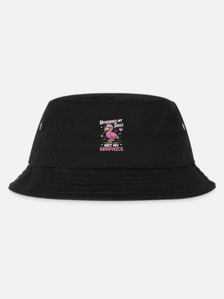 Pixel-Flamingo mit Attitüde - Kinder Bucket Hat - Schwarz