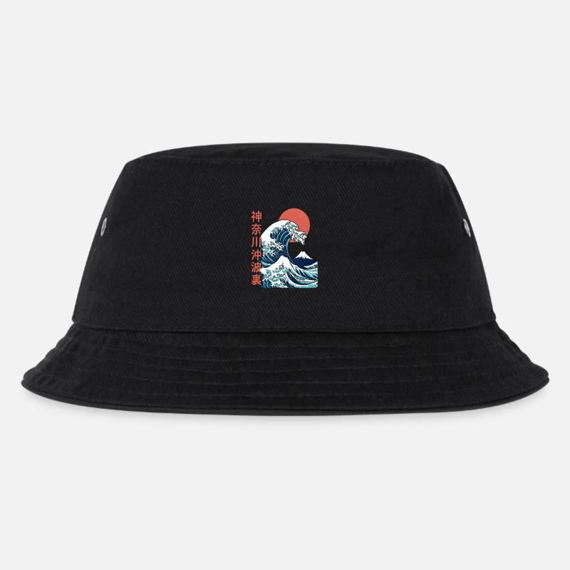 Die große Welle vor Kanagawa - Kinder Bucket Hat - Schwarz