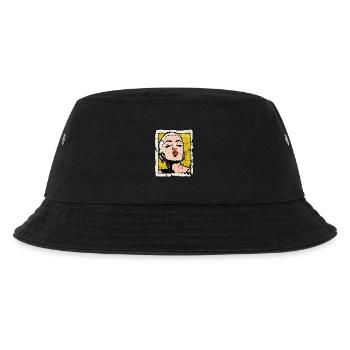 Buzzcut Punk Girl with Kissing Mouth in Pop Art Style - Kids’ Bucket Hat - black - Front