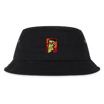 Wütender Kerl mit Monokel als Briefmarke - Kinder Bucket Hat - Schwarz - Vorne