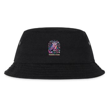 Lebendige Eulenweisheit in der Farbgestaltung - Kinder Bucket Hat - Schwarz - Vorne