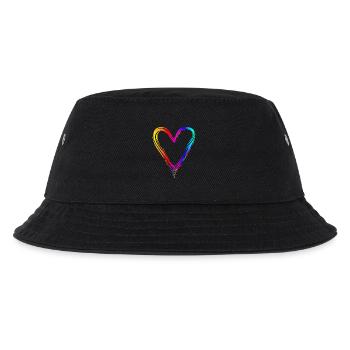Buntes Herz Regenbogen Farbverlauf - Kinder Bucket Hat - Schwarz - Vorne