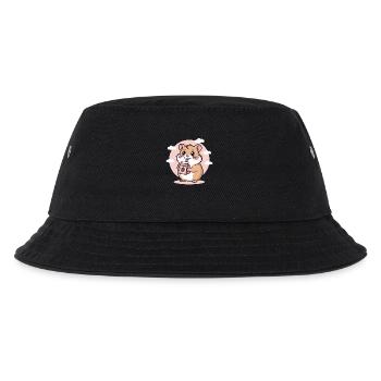 Süßer Chibi Hamster Trinkt Erdbeermilch Kawaii - Kinder Bucket Hat - Schwarz - Vorne