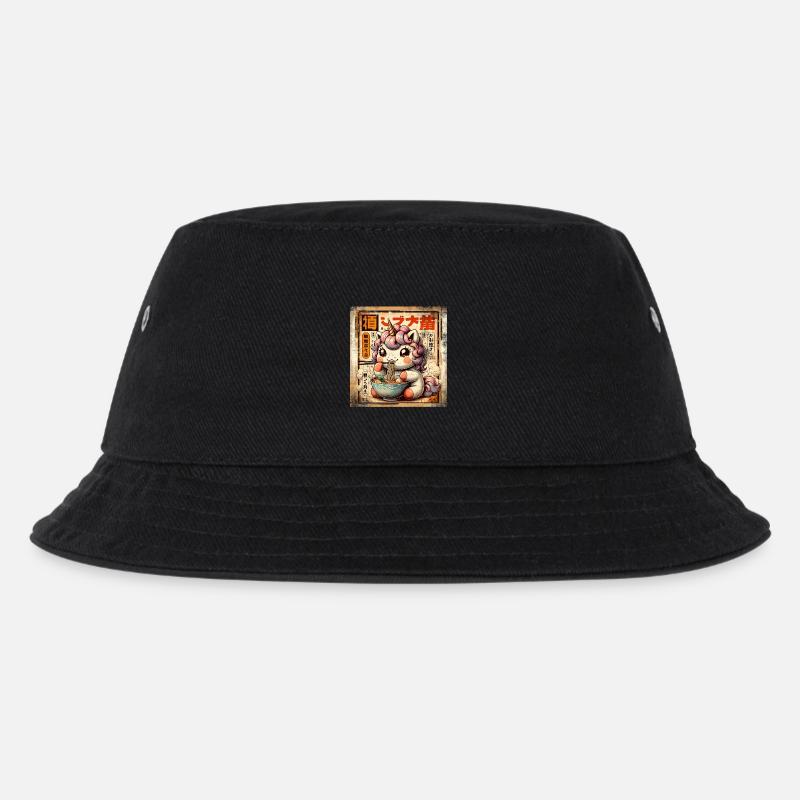 Ramen Einhorn Grunge Poster Style - Kinder Bucket Hat - Schwarz
