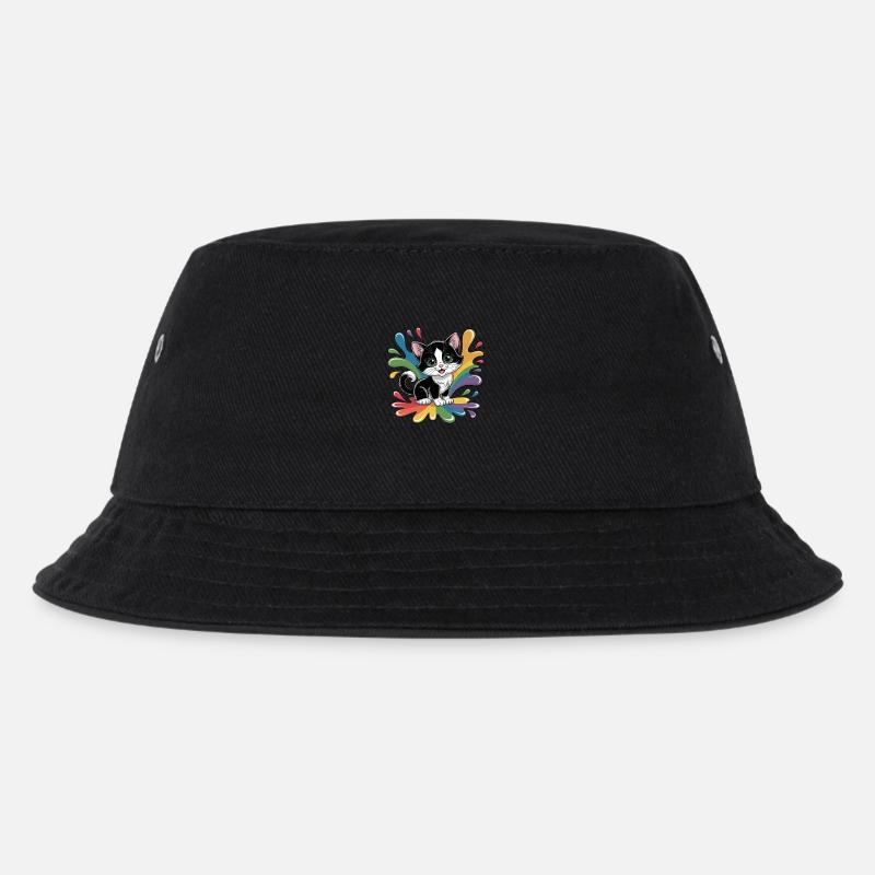 Süßes Kätzchen mit Regenbogenfarben - Kinder Bucket Hat - Schwarz