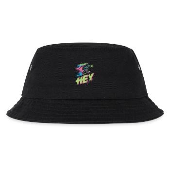 Neon Skater HEY – Retro Streetwear - Kinder Bucket Hat - Schwarz - Vorne