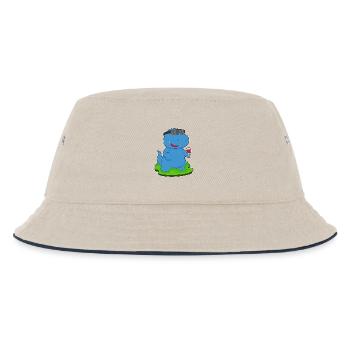 Dinosaurier Rotwein - Kinder Bucket Hat - Natur/Navy - Vorne