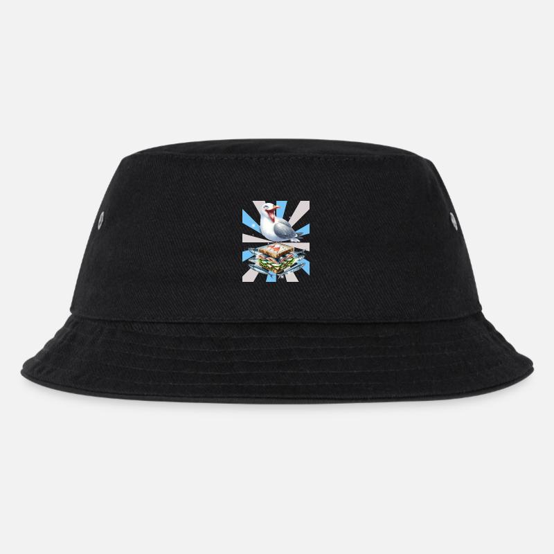 Reto Möwe Möwen Sandwidsch Hering - Kinder Bucket Hat - Schwarz