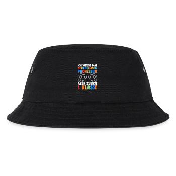 Kiata Abschied Erste Klasse Einschulung Schulkind - Kinder Bucket Hat - Schwarz - Vorne