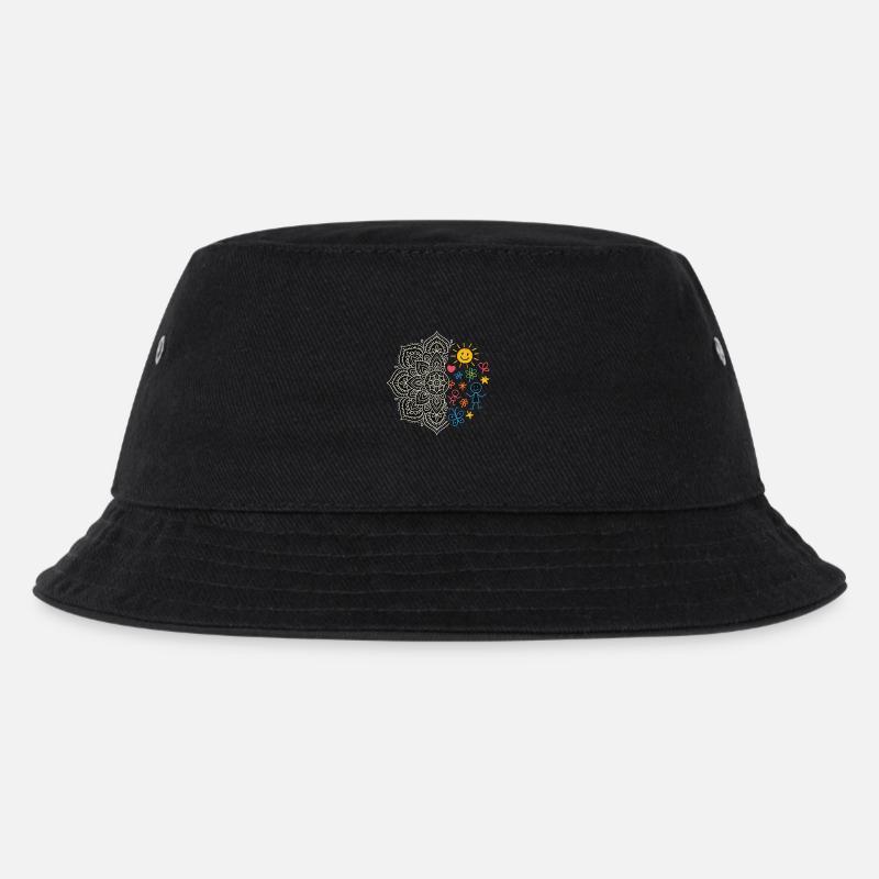 Mandala & Kinder-Doodles - Kinder Bucket Hat - Schwarz