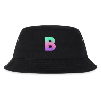 Buchstabe B mit Fell und Pastell Farbverlauf - Kinder Bucket Hat - Schwarz - Vorne