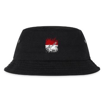 Monegaskische Flagge, ich liebe Monaco - Kinder Bucket Hat - Schwarz - Vorne