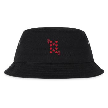 Karten Herz Zehn Skat Poker Doppelkopf - Kinder Bucket Hat - Schwarz - Vorne